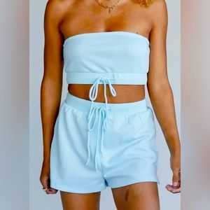 Princess Polly Sophie Set - Baby Blue Crop Top